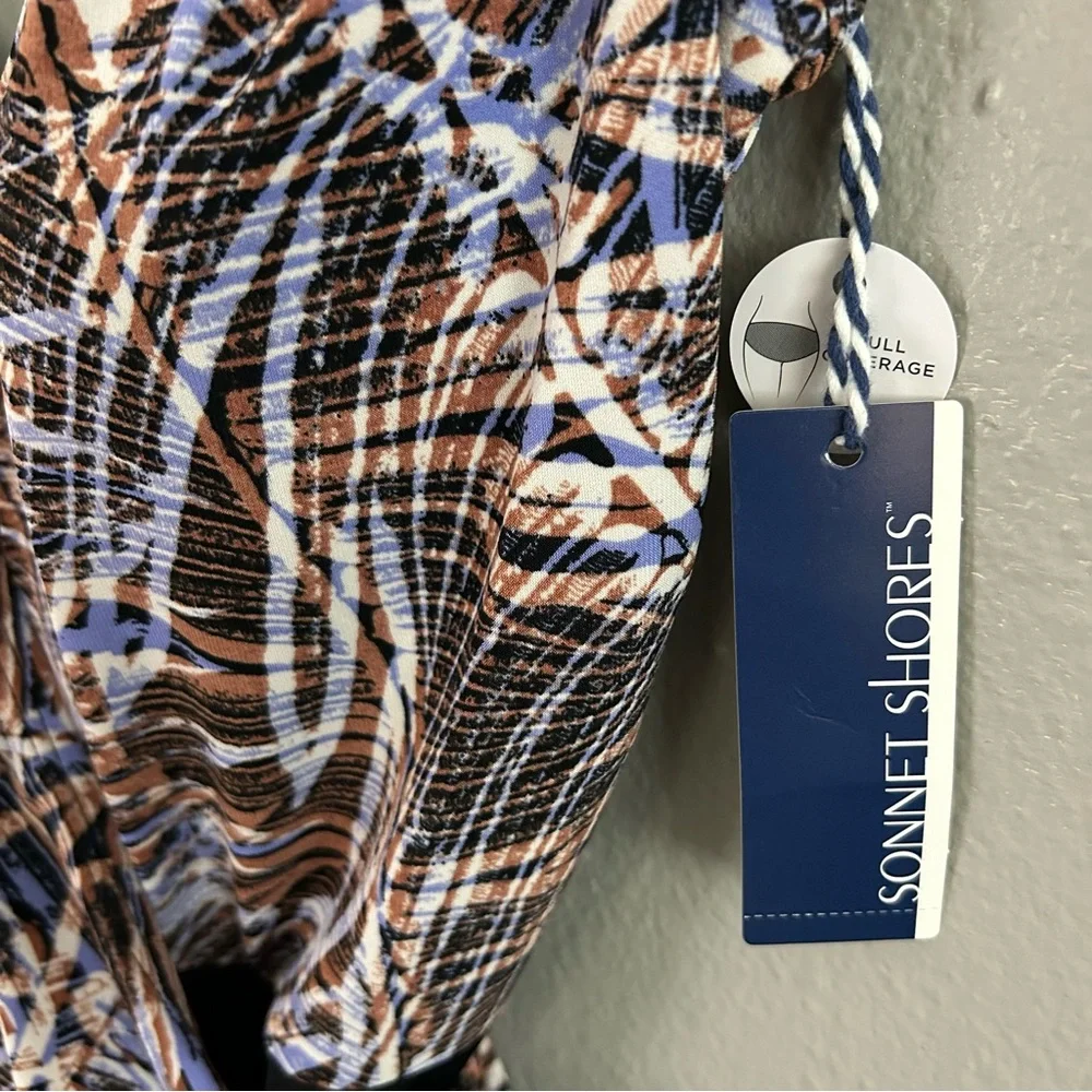 Sonnet Shores Wrap Side Tie One Piece Swimsuit 16 Tummy Panel Full Coverage NWT - Picture 7 of 11